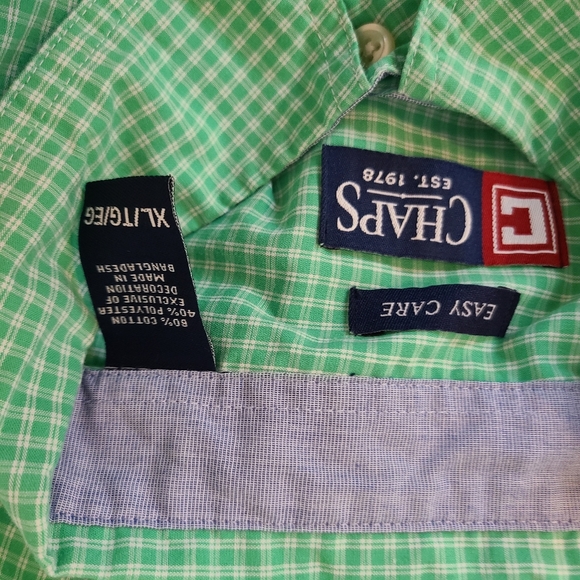 🍉 Chaps Green Short Button Down Shirt XL - Picture 5 of 5